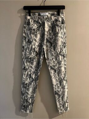 pistola High-Rise Black & White Snakeskin Print Jeans